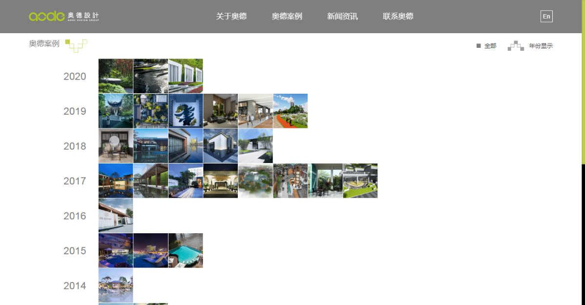 按照年份來展示公司的案例，方便用戶檢索