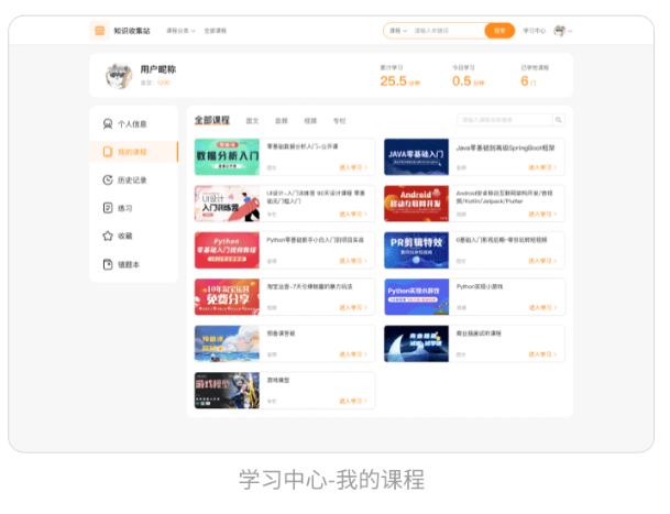 學習中心，我的課程